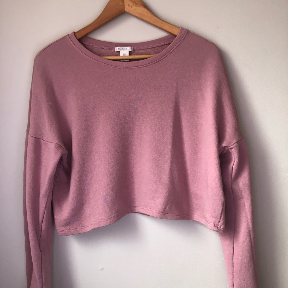 Pink long sleeve crop top